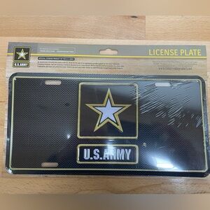 U.S. Army Metal License Plate. Tag. Metal Resistant Finish. Woven Patch Design.